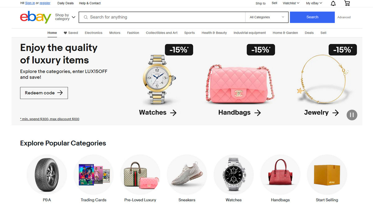 eBay - one of the largest ecommerce platforms in 2024
